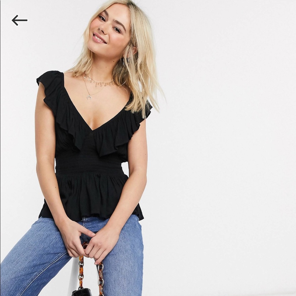 Shirred waist ruffle sun top